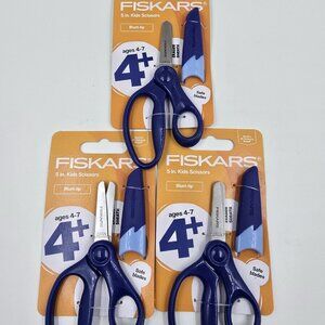 Fiskars 5 in. Kids Scissors Blue Blunt Tip Safe Blades - Lot of 3